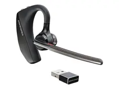 Poly Voyager 5200 UC - Hodesett - i &#248;ret Bluetooth - tr&#229;dl&#248;s, kablet - USB-A via Bluetooth-adapter - svart - Certified for Microsoft Teams