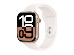 Apple Watch Series 10 (GPS + Cellular) 46 mm - rosegull aluminium - smartklokke med sportsb&#229;nd - fluorelastomer - lett rouge - b&#229;ndbredde: S/M - 64 GB - LTE, Wi-Fi 4, UWB, Bluetooth - 4G - 35.3 g