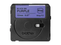 Brother BTAG-F31 - Sort p&#229; purpur - Rull (1,2 cm x 4 m) 1 kassett(er) hengeboks merketape