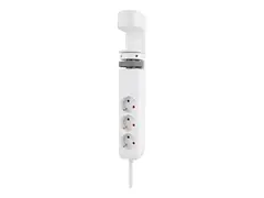 Neomounts - Flerkoplingslist - USB-C + USB-A AC 230 V - 3680 watt - inngang: type F - utgangskontakter: 3 (2 x 24 pin USB-C (PD), USB, 3 x str&#248;mtype F) - 1.4 m kabel - hvit - med Klemmebordfeste