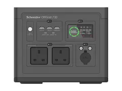 Schneider OffGrid 730 - B&#230;rbar str&#248;mstasjon LCD, 2 BS1363-uttak, sinuskurve, 3 USB-A, 2 USB-C, tr&#229;dl&#248;s lader - AC 190 - 265 / DC 12 -30 V - 700 watt - litiumion - 738 Wh - utgangskontakter: 2 - Storbritannia - svart, gr&#248;nn
