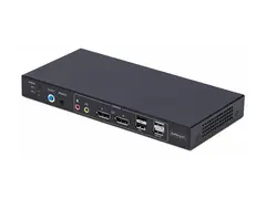 StarTech.com 2-Port Dual-Monitor DP KVM Switch w/Video Matrix, 4K 60Hz KVM / lyd / USB-svitsj - 2 x KVM/lyd/USB - 1 lokalbruker - stasjon&#230;r - TAA-samsvar