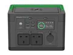 Schneider OffGrid 330 - B&#230;rbar str&#248;mstasjon LCD, 2 BS1363-uttak, sinuskurve, 3 USB-A, 1 USB-C, tr&#229;dl&#248;s lader - AC 230 V - 330 watt - litiumion - 332 Wh - utgangskontakter: 2 - Storbritannia - svart, gr&#248;nn