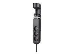 Neomounts - Flerkoplingslist - USB-C + USB-A AC 230 V - 3680 watt - inngang: type F - utgangskontakter: 3 (2 x 24 pin USB-C (PD), USB, 3 x str&#248;mtype F) - 1.4 m kabel - svart - med Klemmebordfeste