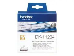 Brother DK-11204 - Svart p&#229; hvitt - 17 x 54 mm 400 etikett(er) (1 rull(er) x 400 flerbruks merkelapper for Brother QL-1050, 1060, 1110, 500, 550, 560, 570, 580, 600, 650, 700, 710, 720, 820