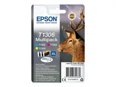 Epson T1306 Multipack - 3-pack - 30.3 ml XL - gul, cyan, magenta - original - bl&#230;re med RF/lyd-alarm - blekkpatron - for Stylus Office BX630, BX635, BX935; WorkForce WF-3010, 3520, 3530, 3540, 7015, 7515, 7525