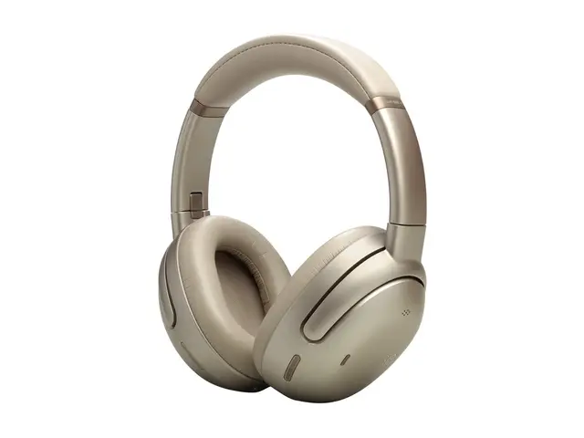JBL Tour ONE M3 - Hodetelefoner med mikrofon full størrelse - Bluetooth - trådløs, kablet - aktiv støydemping - 3,5 mm jakk, USB-C - latte - Zoom Certified 