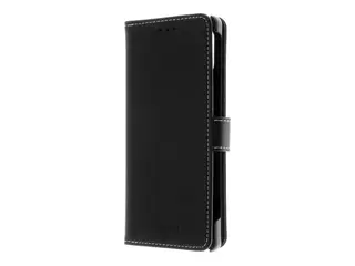 Insmat Exclusive - Lommebok for mobiltelefon ekte skinn, termoplast-polyuretan (TPU), kartong+papir+aluminiumsfolie - svart - for Sony XPERIA 5 V