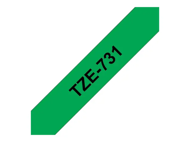 Brother TZe-731 - Sort på grønt Rull (1,2 cm x 8 m) 1 kassett(er) ...