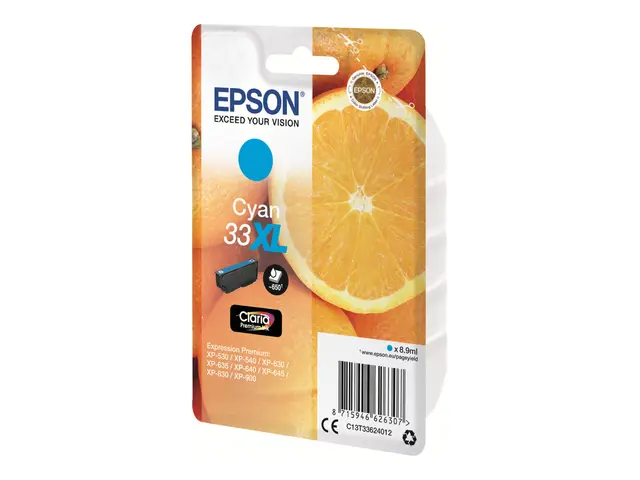 Epson 33XL - 8.9 ml - XL - cyan - original - blister - blekkpatron...