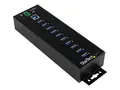 STARTECH.COM 10-Port Industrial USB 3. Hub with External Power Adapter - ESD &amp;