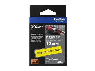 Brother TZe-FX631 - Svart p&#229; gult - Rull (1,2 cm x 8 m) 1 kassett(er) fleksibel ID-tape for Brother PT-D210, D600, H110; P-Touch PT-1005, D410, D450, D460, D610, E310, E550, H110