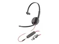 Poly Blackwire 3215 - Blackwire 3200 Series hodesett - on-ear - kablet - 3,5 mm jakk, USB-C - svart - Certified for Skype for Business, Avaya Certified, Cisco Jabber Certified, UC-sertifisert