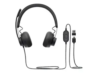 Logitech Zone Wired MSFT Teams - Hodesett on-ear - kablet - USB-C - grafitt - Certified for Microsoft Teams