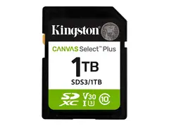 Kingston Canvas Select Plus - Flashminnekort 1 TB - Video Class V30 / UHS-I U3 / Class10 - SDXC UHS-I