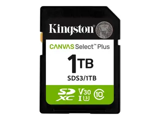 Kingston Canvas Select Plus - Flashminnekort 1 TB - Video Class V30 / UHS-I U3 / Class10 - SDXC UHS-I