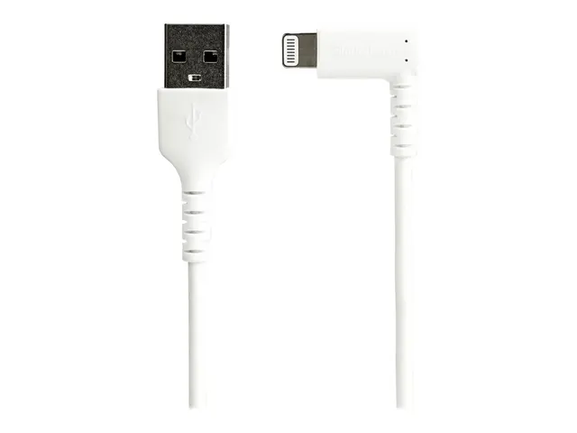 StarTech.com 6ft (2m) Durable USB A to Lightning Cable, White 90° ...