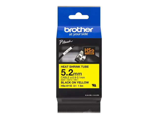 Brother HSe-611E - Svart på gult Rull (0,52 cm x 1,5 m) 1 kassett(...