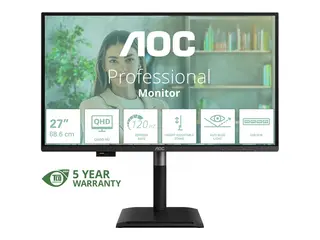 AOC Professional Q27P4U - LED-skjerm - 27" 2560 x 1440 QHD @ 120 Hz - IPS - 1500:1 - 4 ms - 2xHDMI, DisplayPort, USB-C - høyttalere - svart