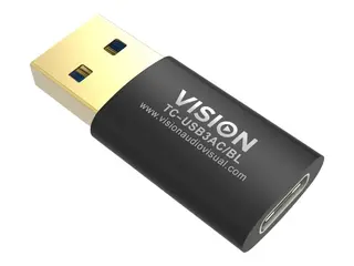 Vision Professional - USB-adapter USB-type A (hann) til USB-C (hunn) - USB 3.0 - svart