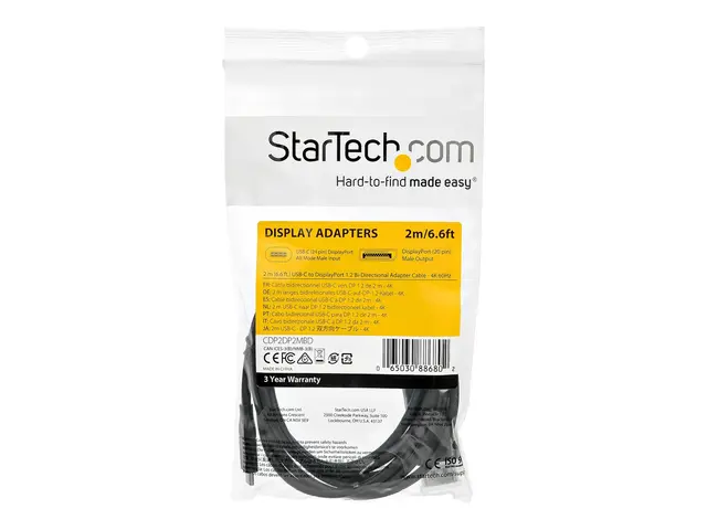 StarTech.com 6ft (2m) USB C to DisplayPort 1.2 Cable 4K 60Hz, Bidi...