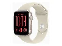 Apple Watch SE 3 (GPS) - 44 mm - stjernelysaluminium smartklokke med sportsbånd - gummi - sand - båndbredde: M/L - 64 GB - Wi-Fi 4, Bluetooth - 32.9 g