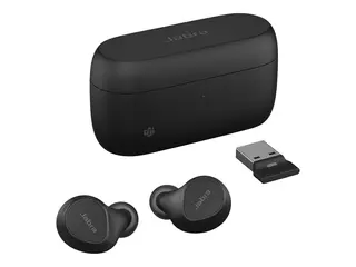 Jabra Evolve2 Buds MS - True wireless-hodetelefoner med mikrofon i &#248;ret - Bluetooth - aktiv st&#248;ydemping - USB-A via Bluetooth-adapter - lydisolerende - svart - Certified for Microsoft Teams