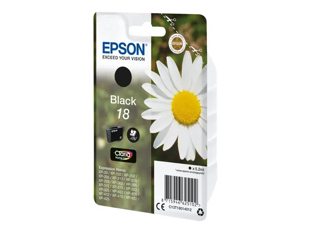 Epson 18 - 5.2 ml - svart - original - blære med RF/lyd-alarm - bl...