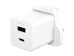 empower by PanzerGlass - Strømadapter - turbo, UK plug 35 watt - Power Delivery 3.1, Fast Charge - 2 utgangskontakter (USB-C, USB) - sølvhvit