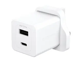 empower by PanzerGlass - Strømadapter - turbo, UK plug 35 watt - Power Delivery 3.1, Fast Charge - 2 utgangskontakter (USB-C, USB) - sølvhvit