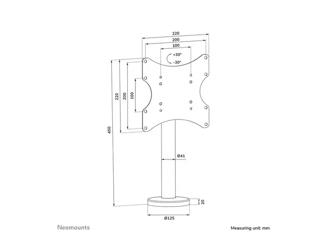 Neomounts DS42-430BL12 - Stativ festes med bolter for TV stål svar...