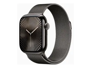 Apple Watch Series 10 (GPS + Cellular) - 42 mm skifer titan - smartklokke med fint strikket l&#248;kke - nett av rustfritt st&#229;l - skifer - h&#229;ndleddst&#248;rrelse: 130-180 mm - 64 GB - LTE, Wi-Fi 4, UWB, Bluetooth - 4G - 34.4 g