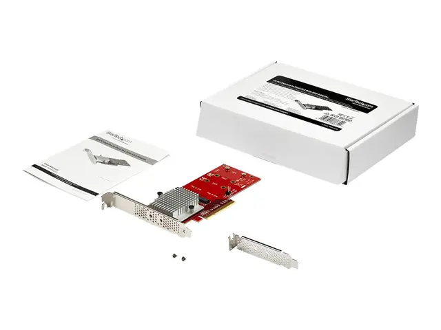 Startech Dual M.2 PCIe SSD Adapter Card, x8 / x16 NVMe or AHCI to ...