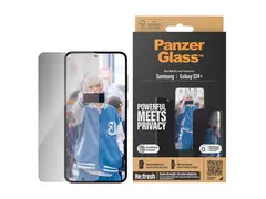 PanzerGlass - Skjermbeskyttelse for mobiltelefon ultravid passform m. EasyAligner - glass - med personvernsfilter - rammefarge svart - for Samsung Galaxy S24+