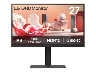 LG 27BA75QB-B - LED-skjerm - 27&quot; - 2560 x 1440 QHD @ 100 Hz IPS - 350 cd/m&#178; - 1000:1 - HDR10 - 5 ms - HDMI, DisplayPort, USB-C - h&#248;yttalere - svart