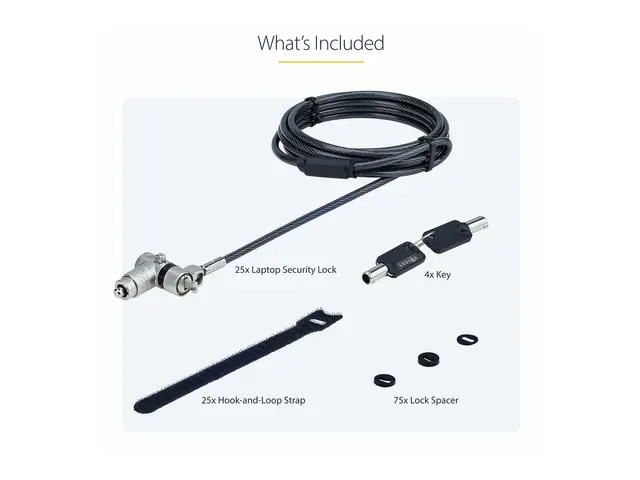 StarTech.com 25-Pack Universal Laptop Lock 6.6ft, Keyed Alike Lock...