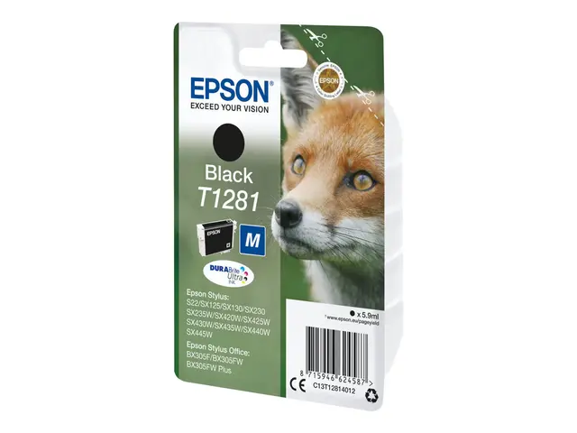 Epson T1281 - M-størrelse - svart - original - blære med RF/lyd-al...
