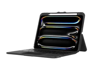 Targus Versavu - Tastatur og folioveske (tastaturetui) med styrepute - bakbelysning - trådløs - Bluetooth 5.0 - Tyrkisk - svart