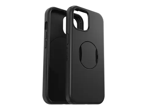 OtterBox OtterGrip Symmetry Series Baksidedeksel for mobiltelefon - MagSafe-samsvar - polykarbonat, syntetisk gummi - svart - for Apple iPhone 13, 14, 15