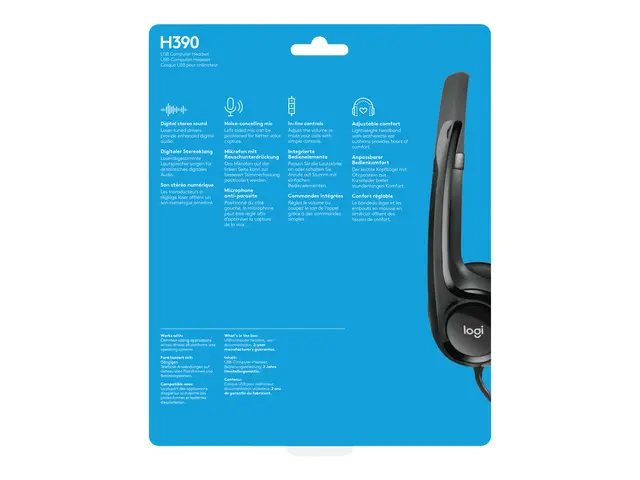 Logitech USB Headset H390 - Hodesett - full størrelse - kablet
