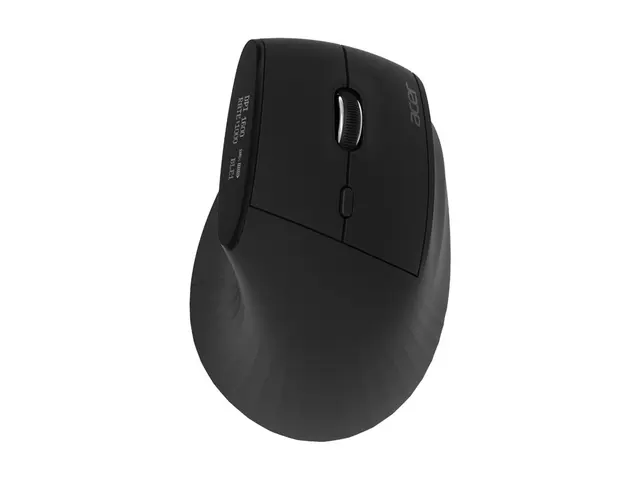 Acer Smart Fit - Mus - ergonomisk - vertikal laser - 10 knapper - trådløs - 2.4 GHz, Bluetooth 5.0 - USB trådløs mottaker - svart 