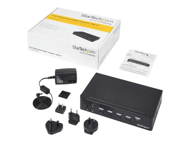 StarTech.com 4 Port HDMI KVM - HDMI KVM Switch - 1080p - USB 3.0 &...
