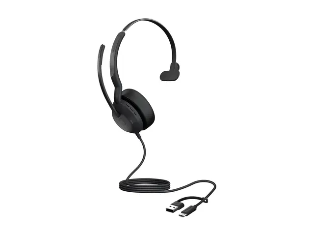 Jabra Evolve2 50 MS Mono - Hodesett on-ear kablet aktiv støydempin...