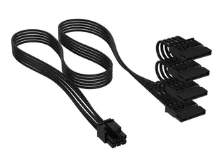 CORSAIR Elite Premium Type 4 - Strømkabel 6-pin intern strømkontakt (hann) til SATA-strøm (hunn) - 75 cm - individually sleeved - svart