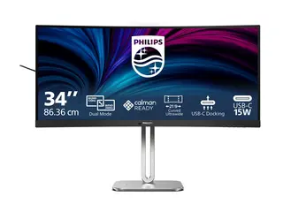 Philips 34B2U5900C - 5000 Series - LED-skjerm kurvet - USB - 34" - 5120 x 2160 WUHD @ 120 Hz - VA - 450 cd/m² - 3000:1 - DisplayHDR 400 - 2 ms - 2xHDMI, DisplayPort, USB-C - høyttalere - koksgrå, sølv (stativ)