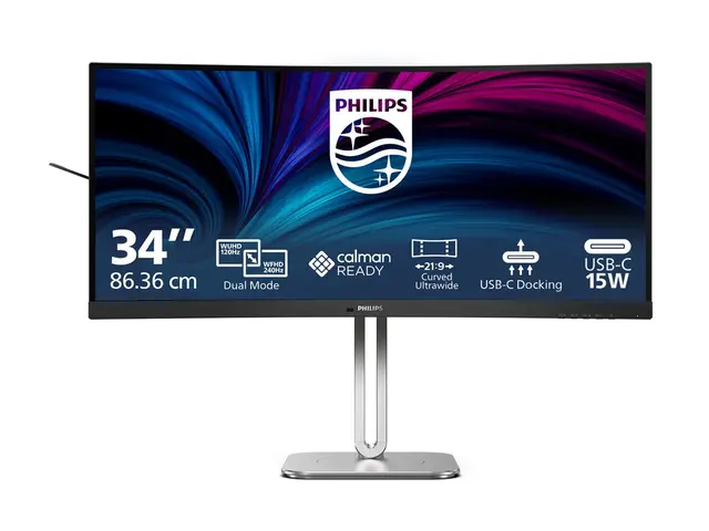Philips 34B2U5900C - 5000 Series - LED-skjerm kurvet - USB - 34" - 5120 x 2160 WUHD @ 120 Hz - VA - 450 cd/m² - 3000:1 - DisplayHDR 400 - 2 ms - 2xHDMI, DisplayPort, USB-C - høyttalere - koksgrå, sølv (stativ) 