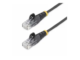 Startech 15m Black Slim CAT6 Ethernet Cable, Snagless, 28AWG, LSZH Koblingskabel - RJ-45 (hann) til RJ-45 (hann) - 15 m - 3.6 mm - UTP - CAT 5/5e/6 - IEEE 802.3bt - halogenfri, uten hindringer, strandet kobber - svart