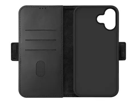 KEY Nordfjord - Lommebok for mobiltelefon polyuretanl&#230;r, stoff - svart - for Apple iPhone 16 Plus