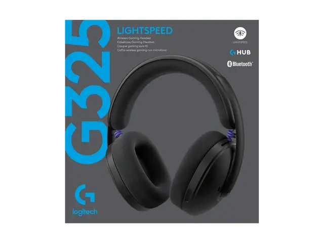 Logitech G G325 - Hodesett - full størrelse over-øret-montering - Bluetooth / LIGHTSPEED - trådløs - USB-C via Bluetooth-adapter - svart 