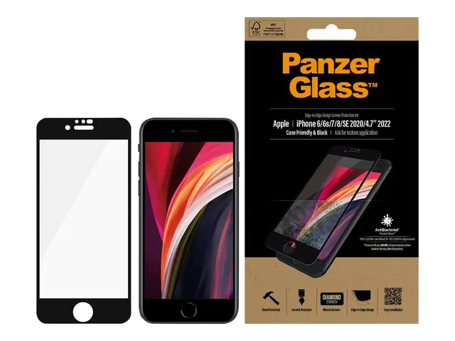 PanzerGlass - Skjermbeskyttelse for mobiltelefon glass rammefarge ...